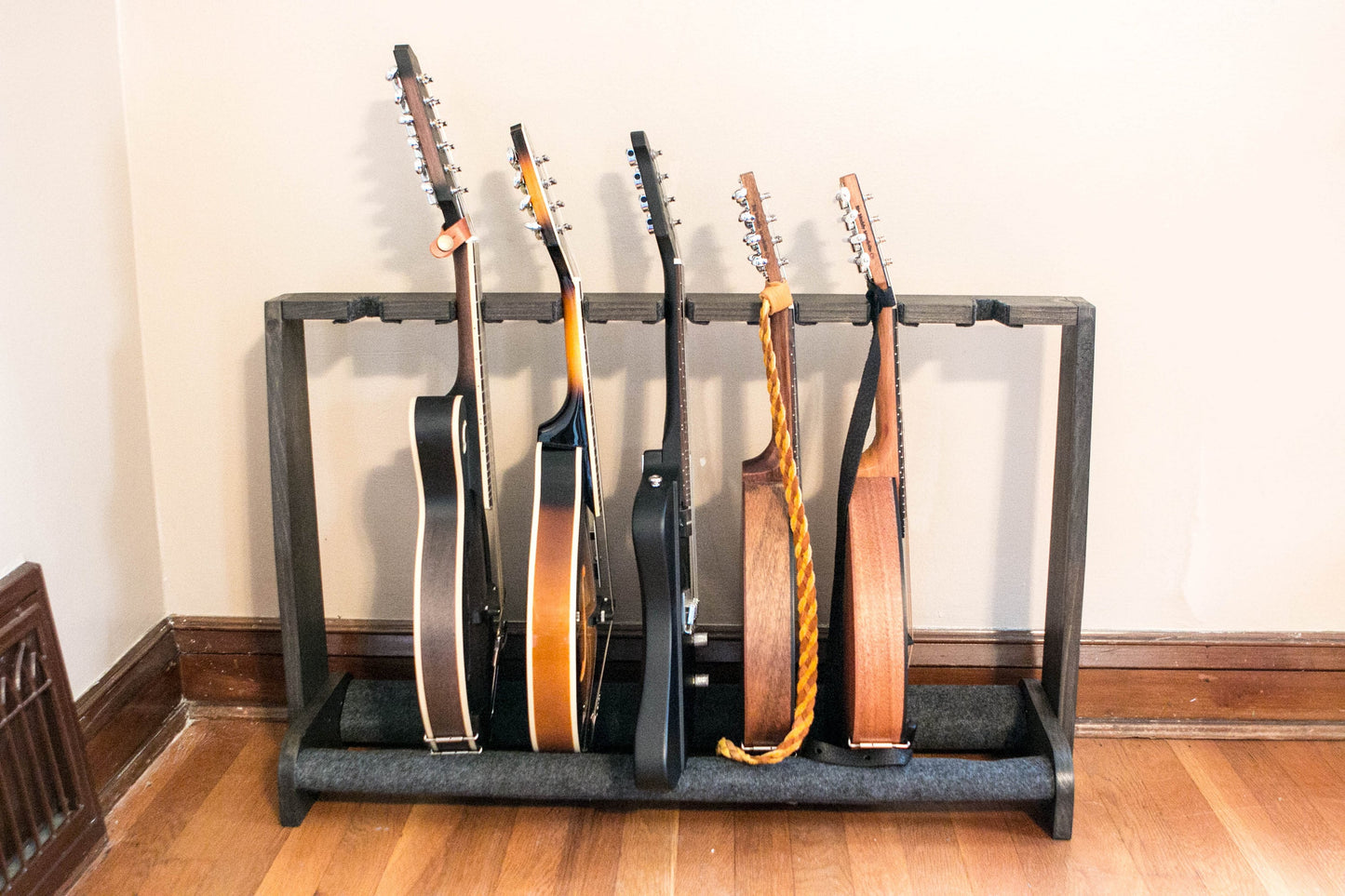 Wooden Mandolin and Large Ukulele Stand, Mandolin Rack, Multi-Mandolin Holder, Tenor, Baritone, Bass Ukuleles